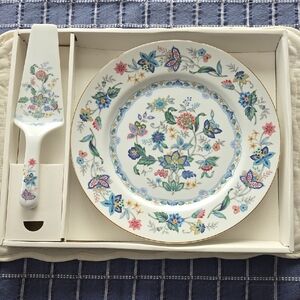 Andrea by Sadek Made In Japan Cake Plate & Server India Garden Pattern NWOT
